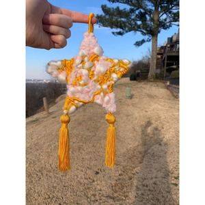 Handmade Star Wall Art | Pink and White Celestial Decor | Star and Moon Nursery